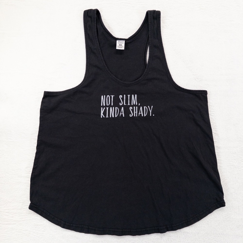 Urban Smalls Womens Tank Top XXL Black Not Slim Kinda Shady Graphic Racerback